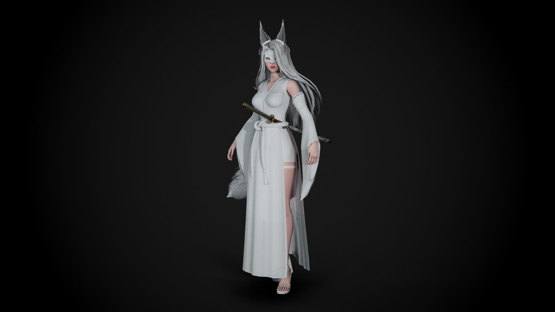 Kitsune Low-poly 3D model_30