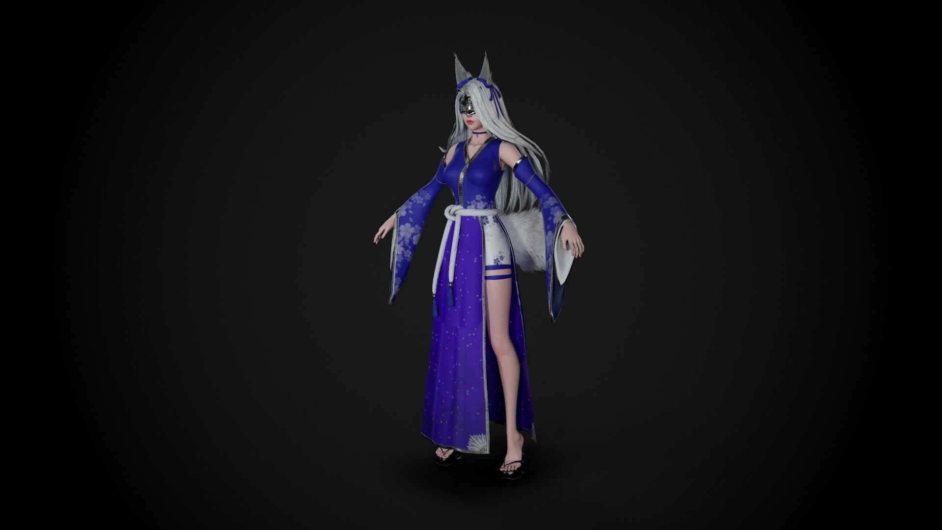 Kitsune Low-poly 3D model_33