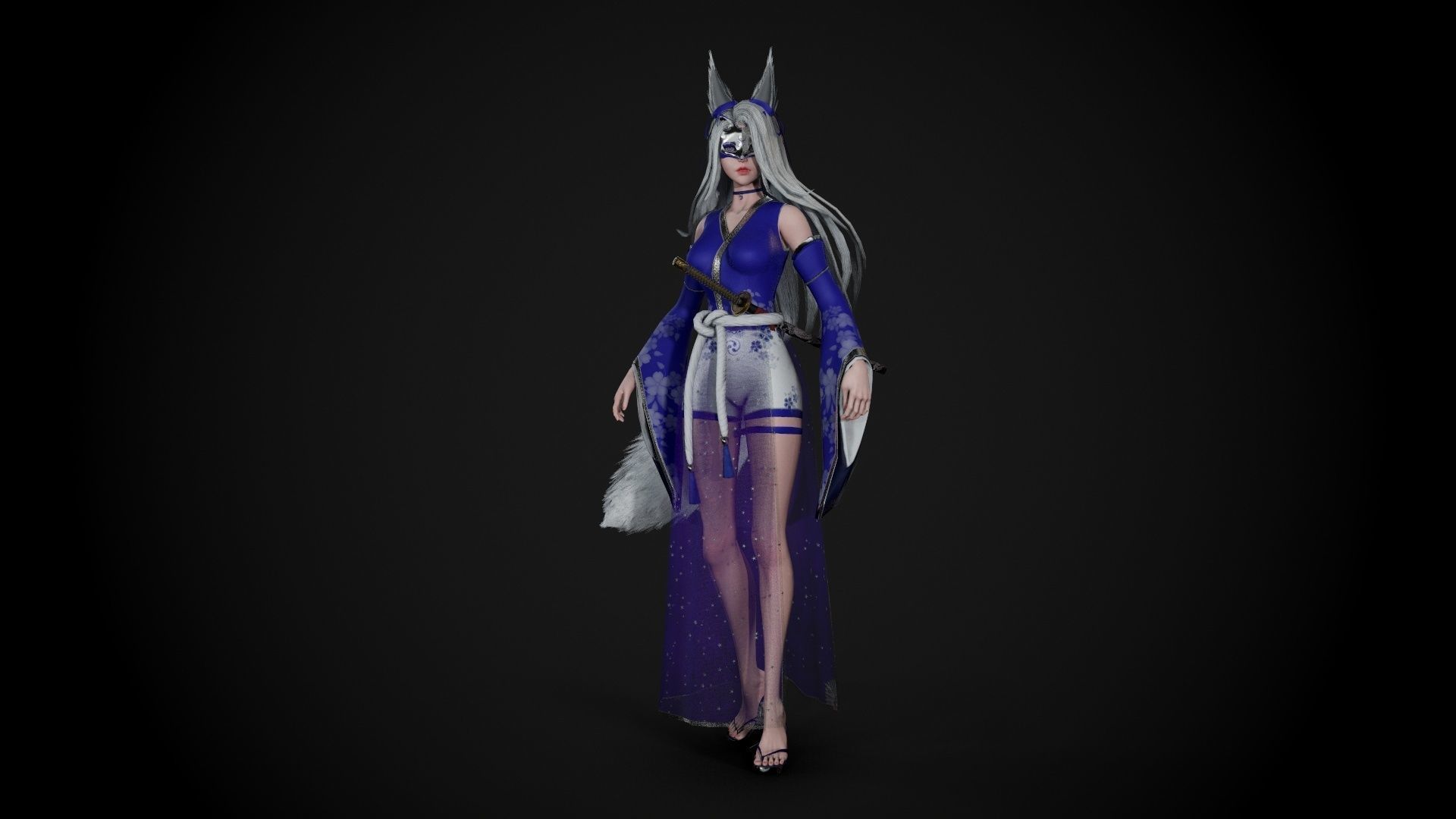 Kitsune Low-poly 3D model_14