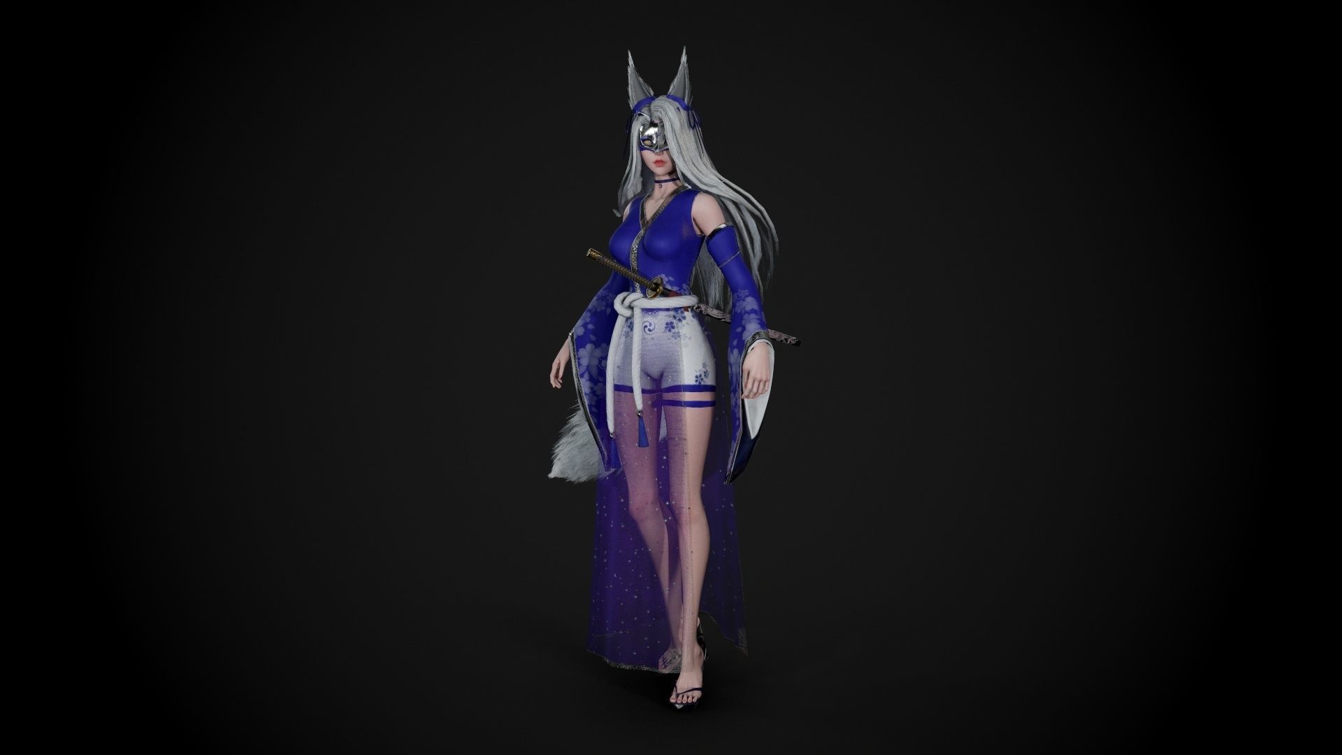 Kitsune Low-poly 3D model_28