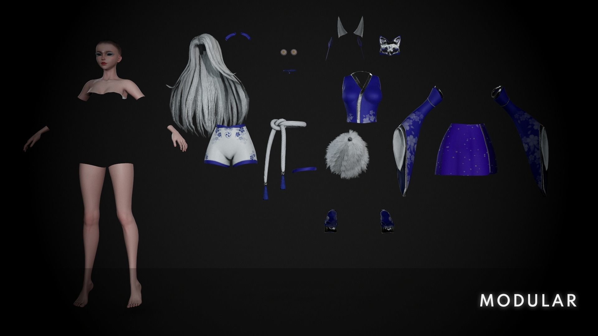 Kitsune Low-poly 3D model_5