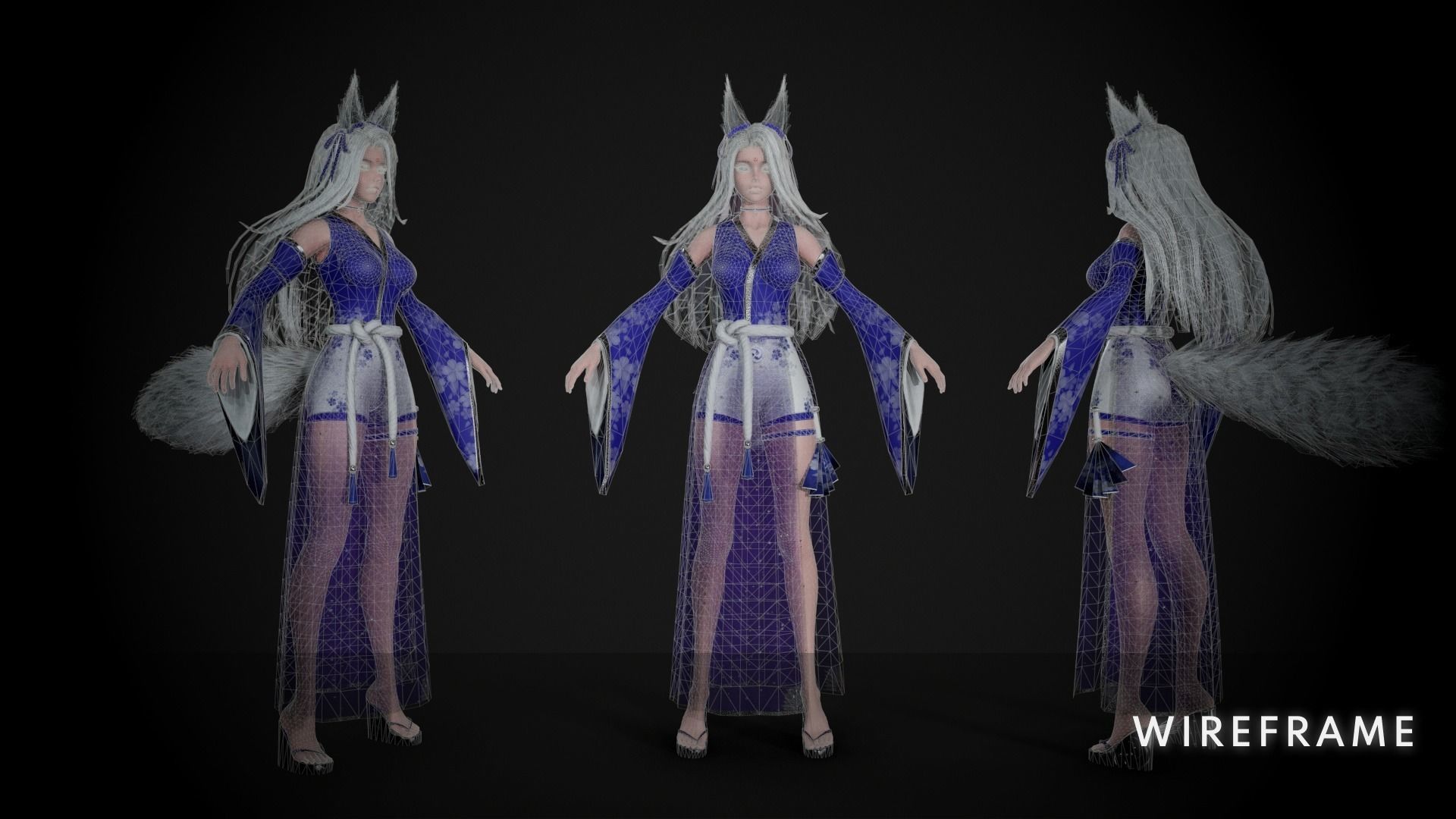 Kitsune Low-poly 3D model_10