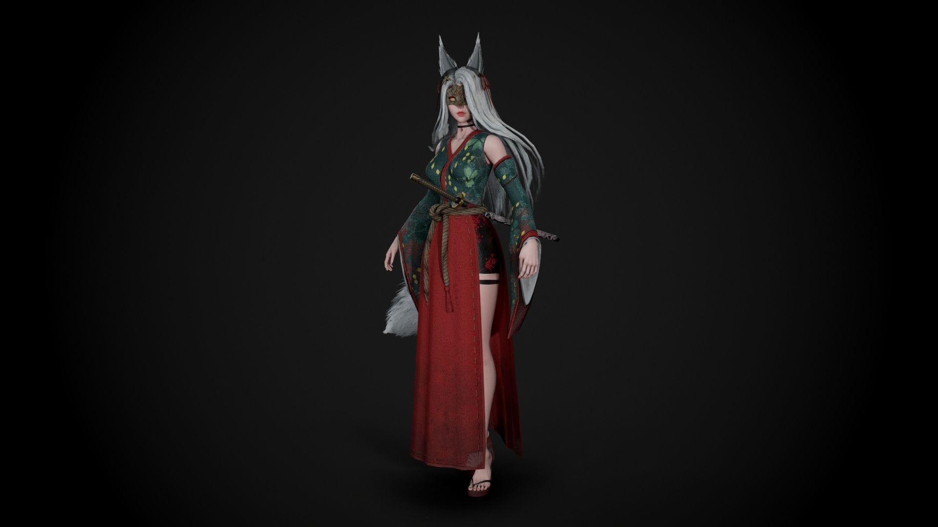 Kitsune Low-poly 3D model_26