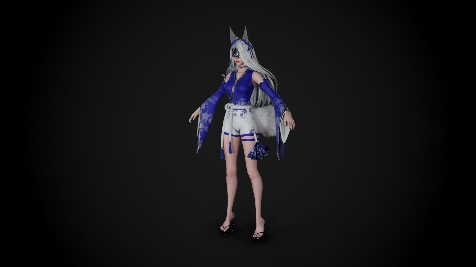 Kitsune Low-poly 3D model_24