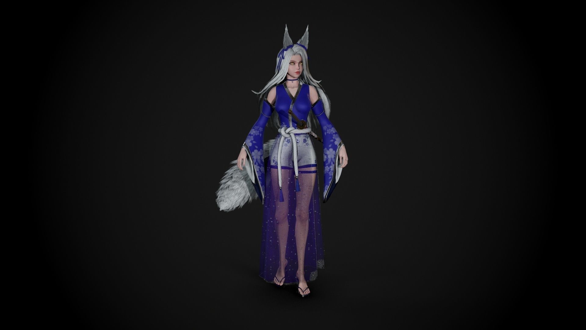 Kitsune Low-poly 3D model_17