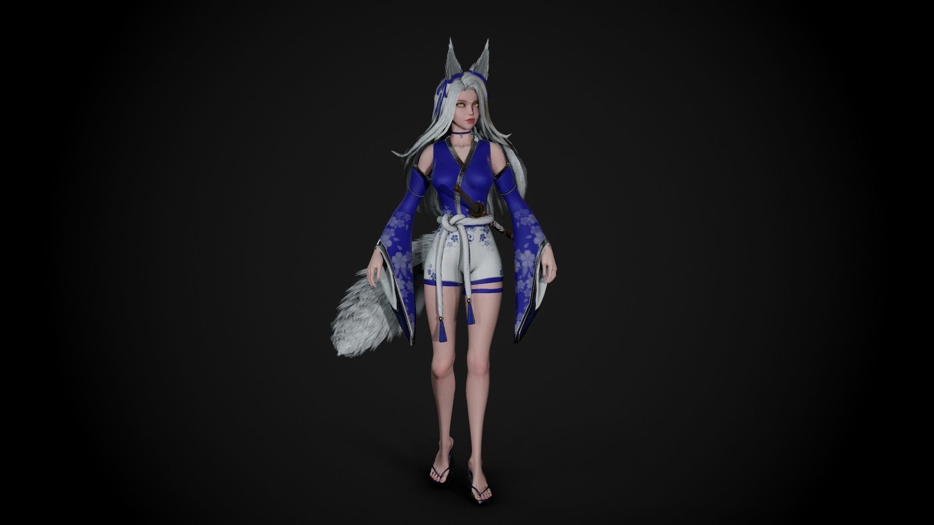 Kitsune Low-poly 3D model_20
