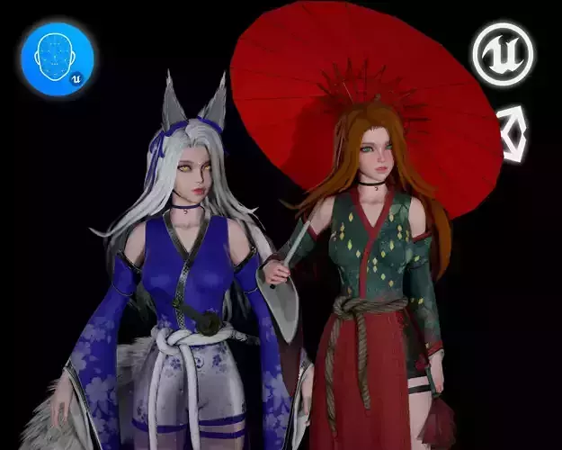 Kitsune  Low-poly 3D model