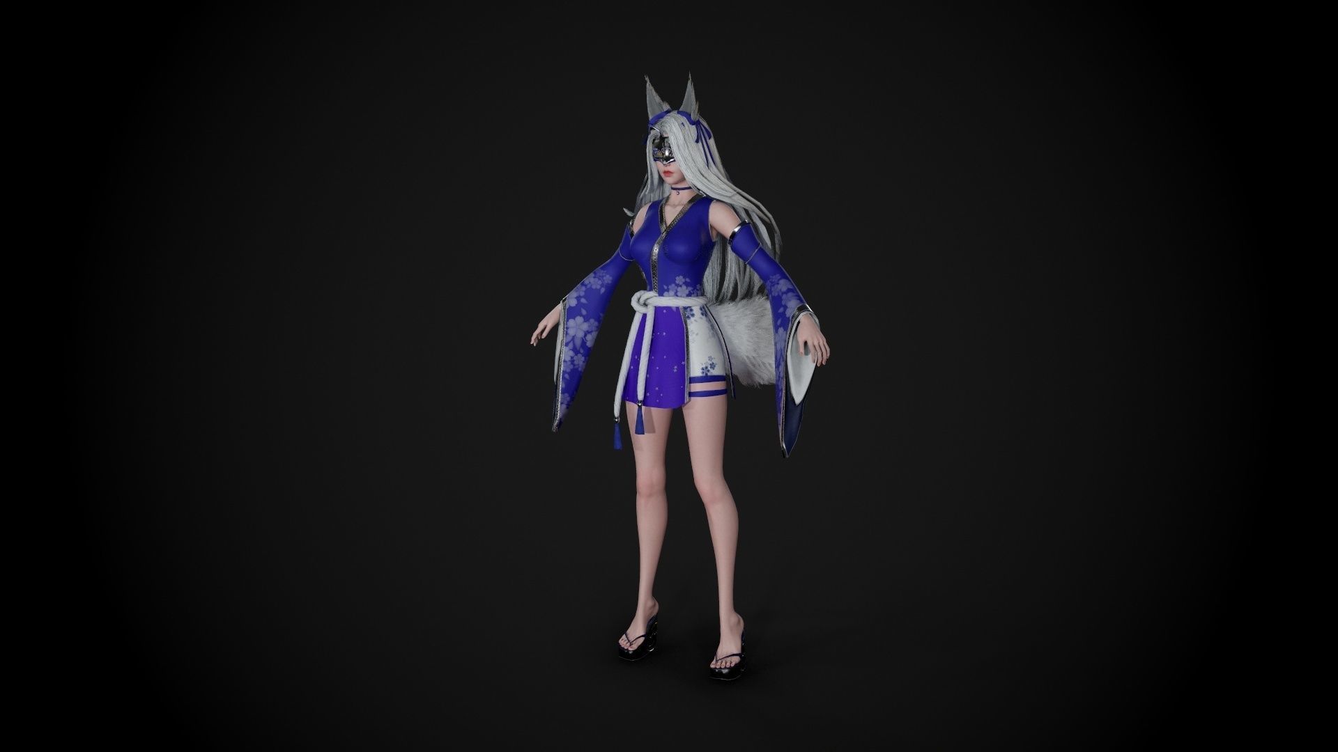 Kitsune Low-poly 3D model_11