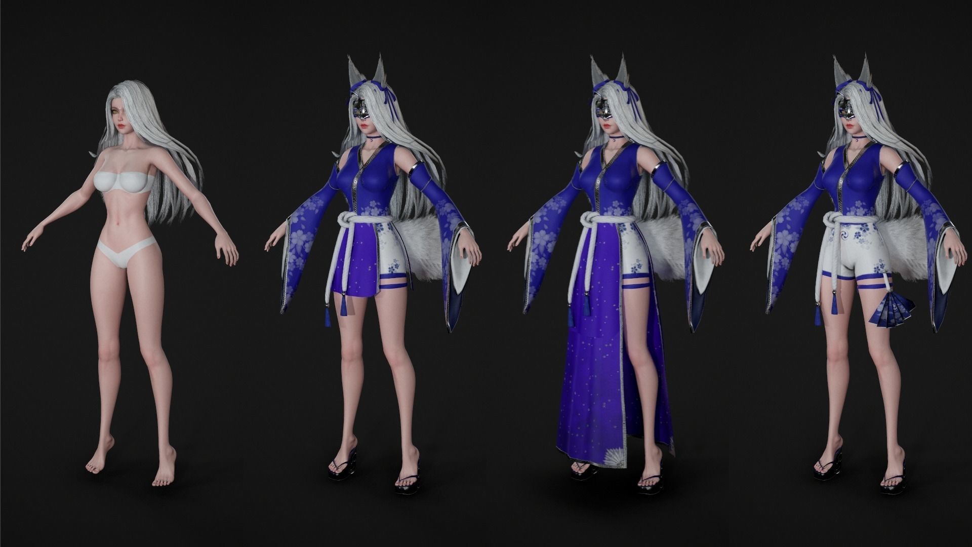 Kitsune Low-poly 3D model_4