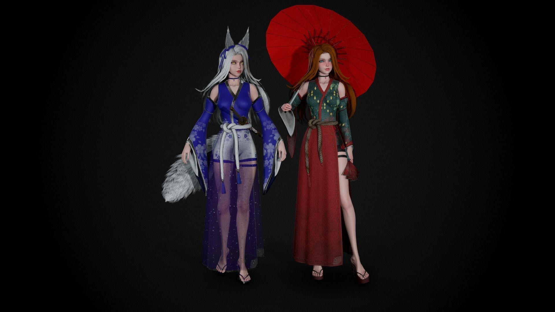 Kitsune Low-poly 3D model_2