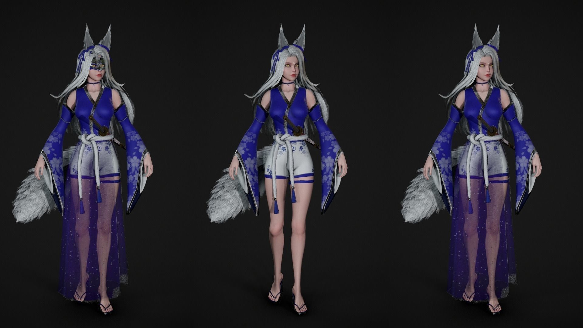 Kitsune Low-poly 3D model_3