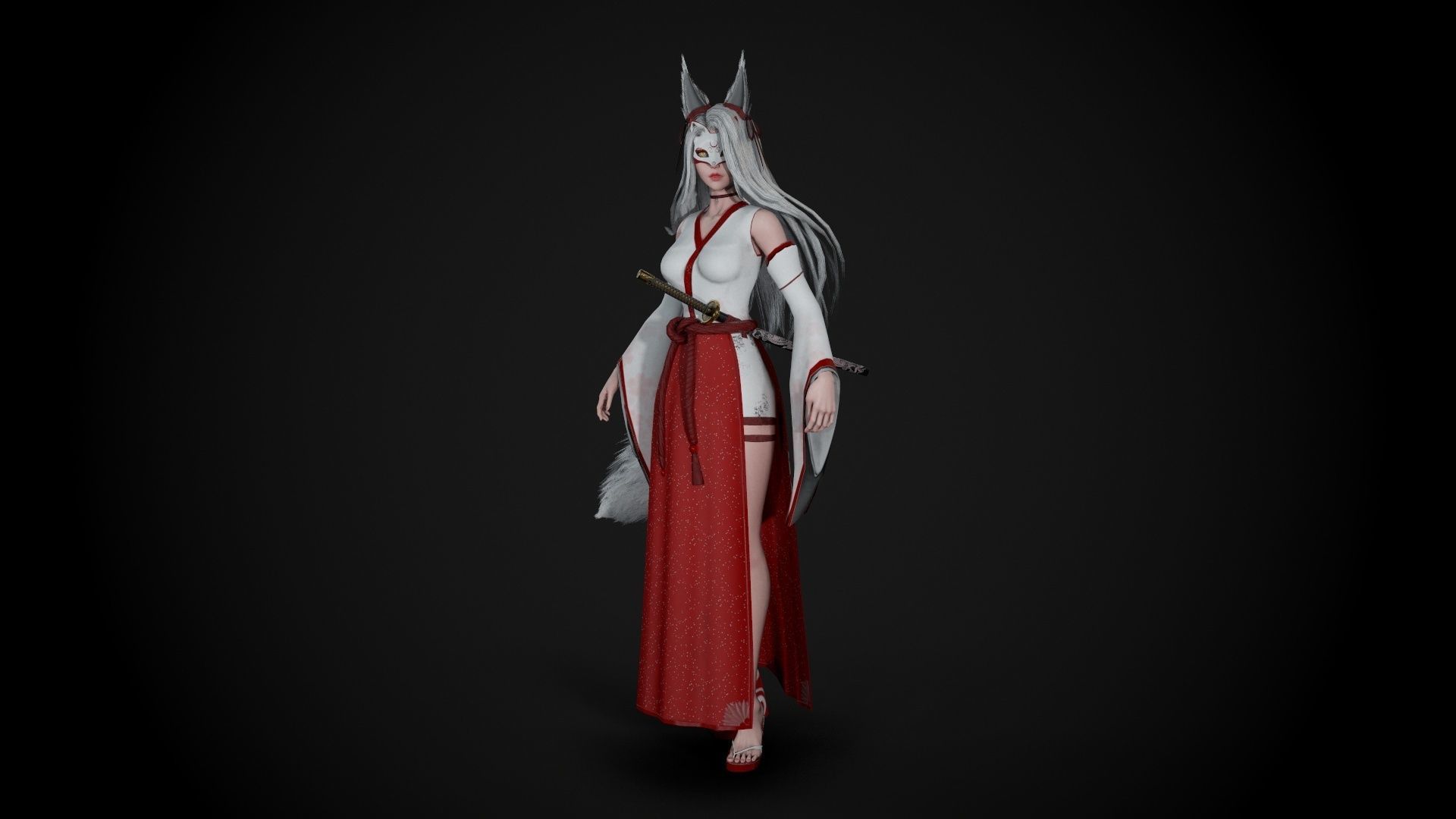 Kitsune Low-poly 3D model_25