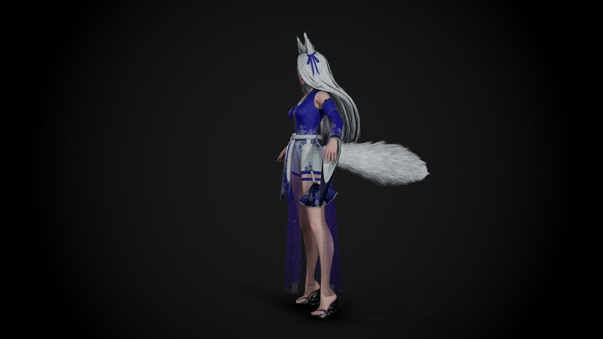 Kitsune Low-poly 3D model_16