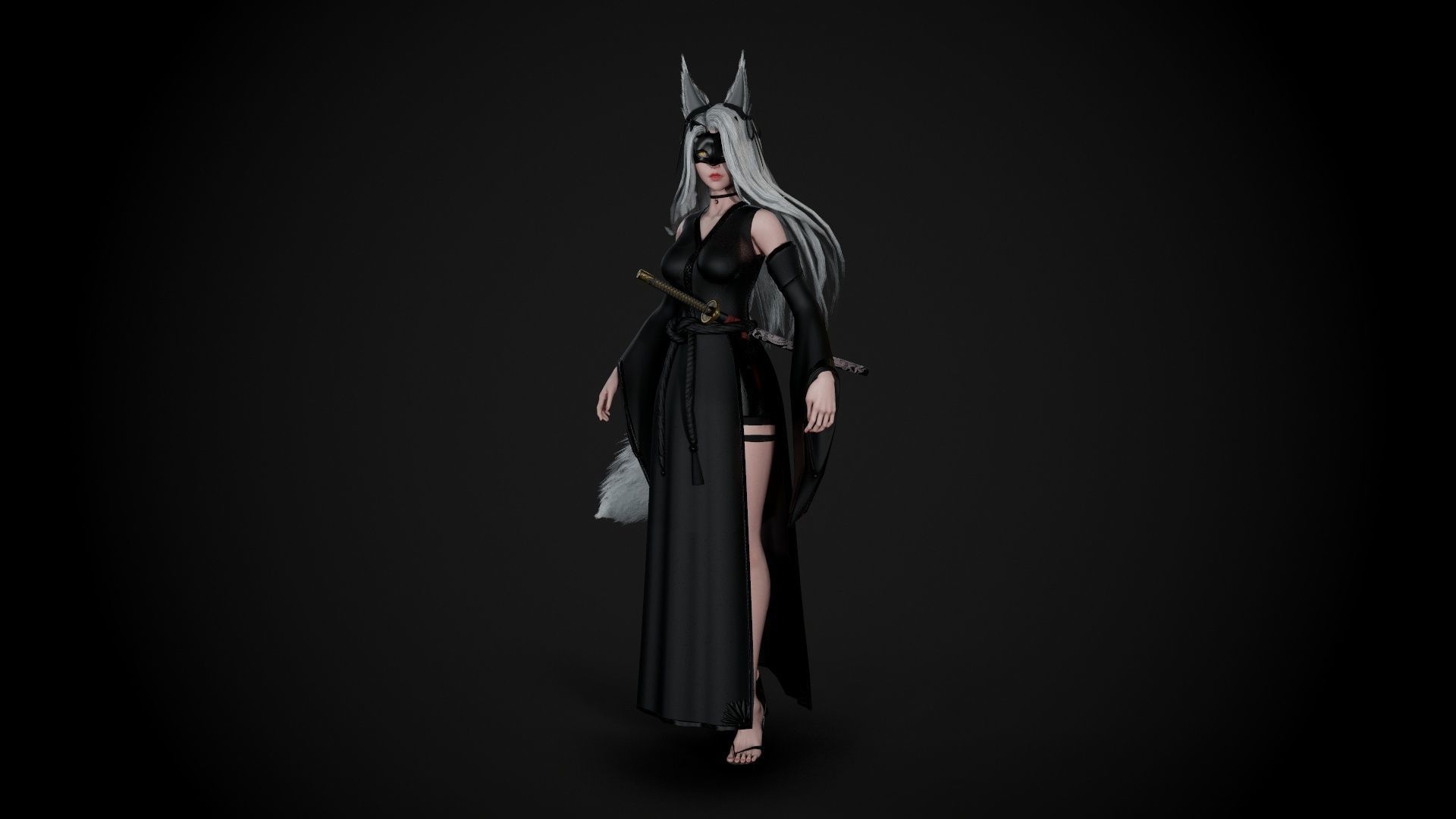 Kitsune Low-poly 3D model_29