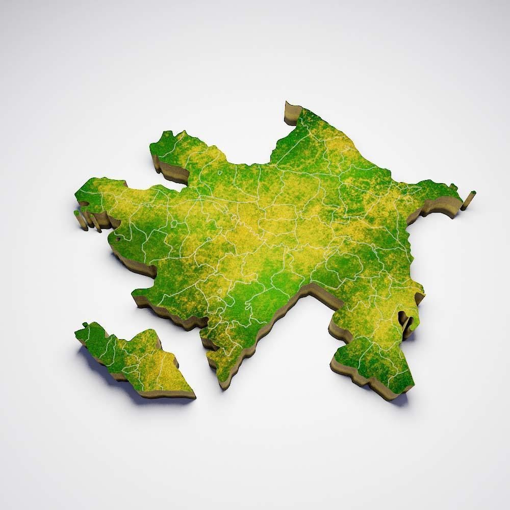 Azerbaijan country map 3d model 3D model_1
