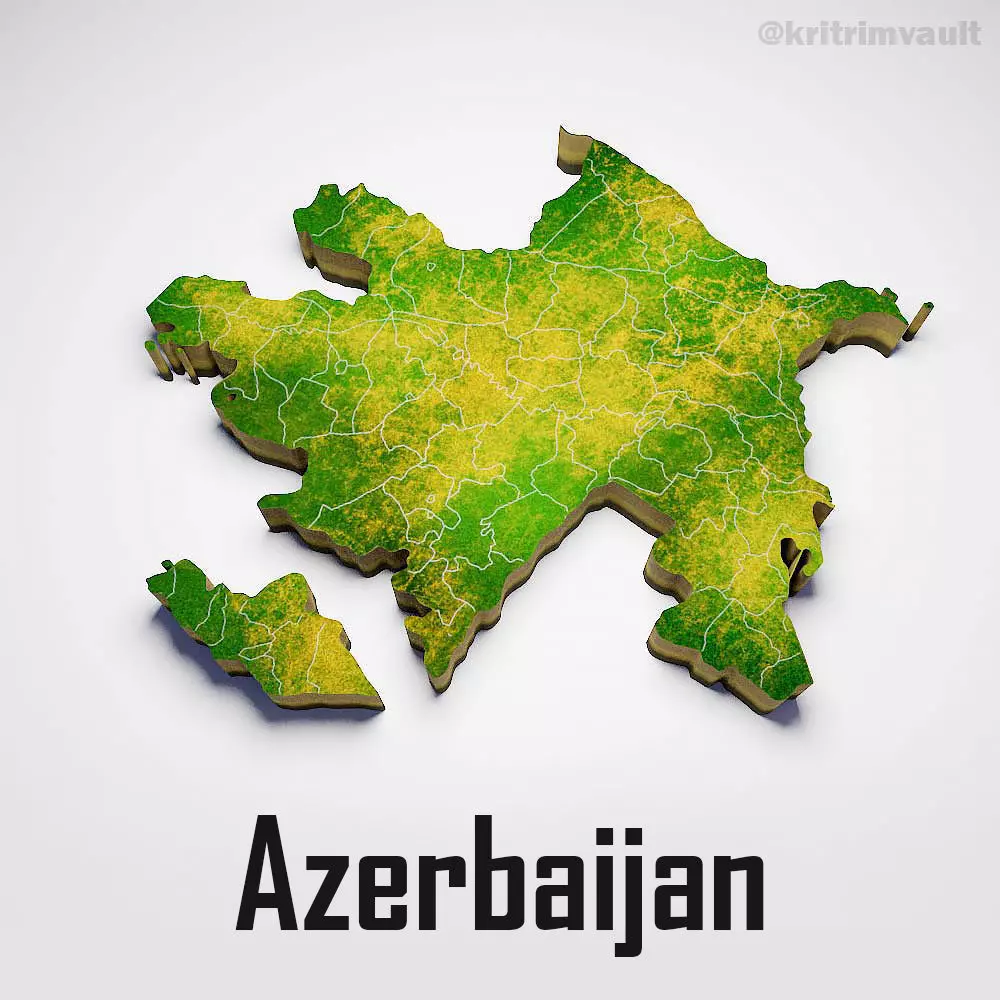 Azerbaijan country map 3d model 3D model_0