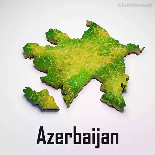 Azerbaijan country map 3d model