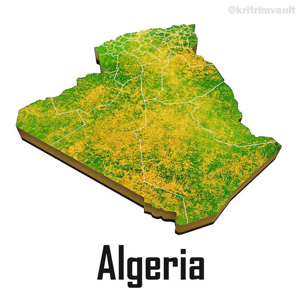 Algeria country map 3d model 3D model
