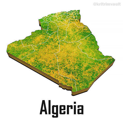Algeria country map 3d model  3D model