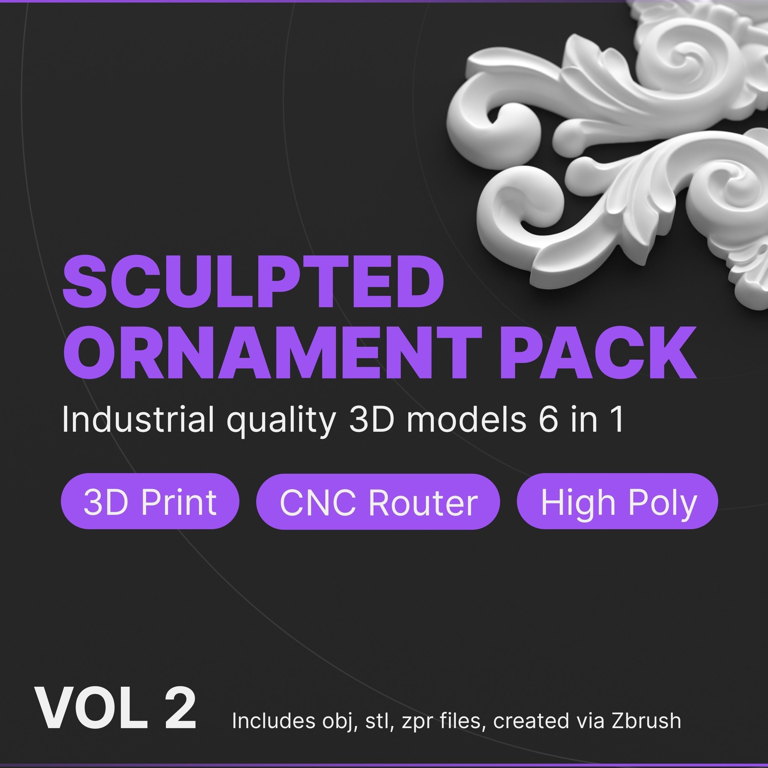 CNC Sculpted Ornament Pack VOL 2 3D print model_1