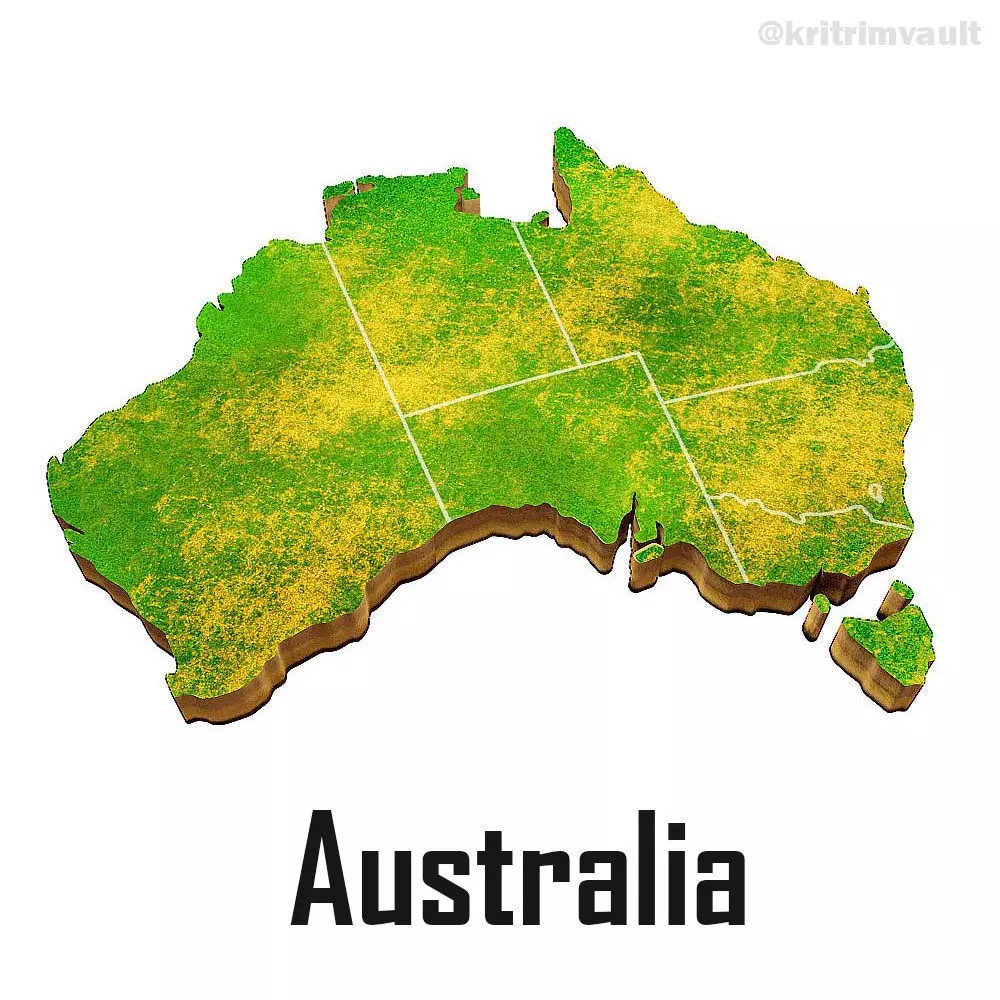Australia country map 3d model  3D model_0