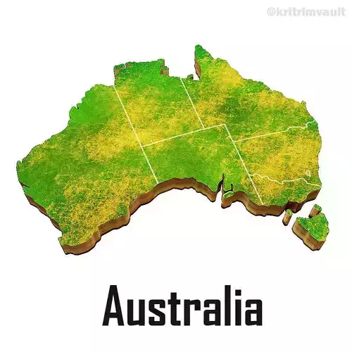 Australia country map 3d model 