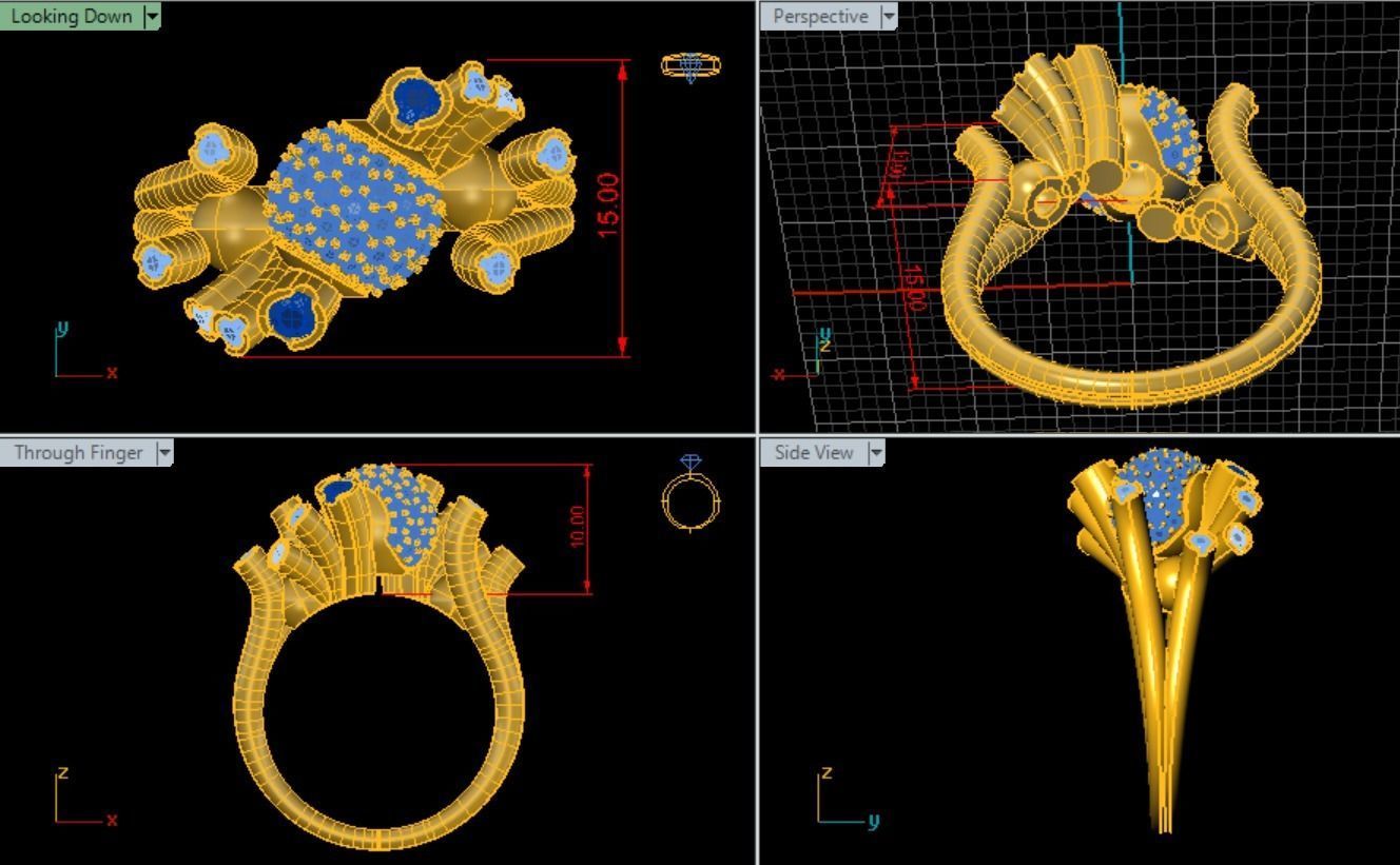 spheres ring 3D print model_5