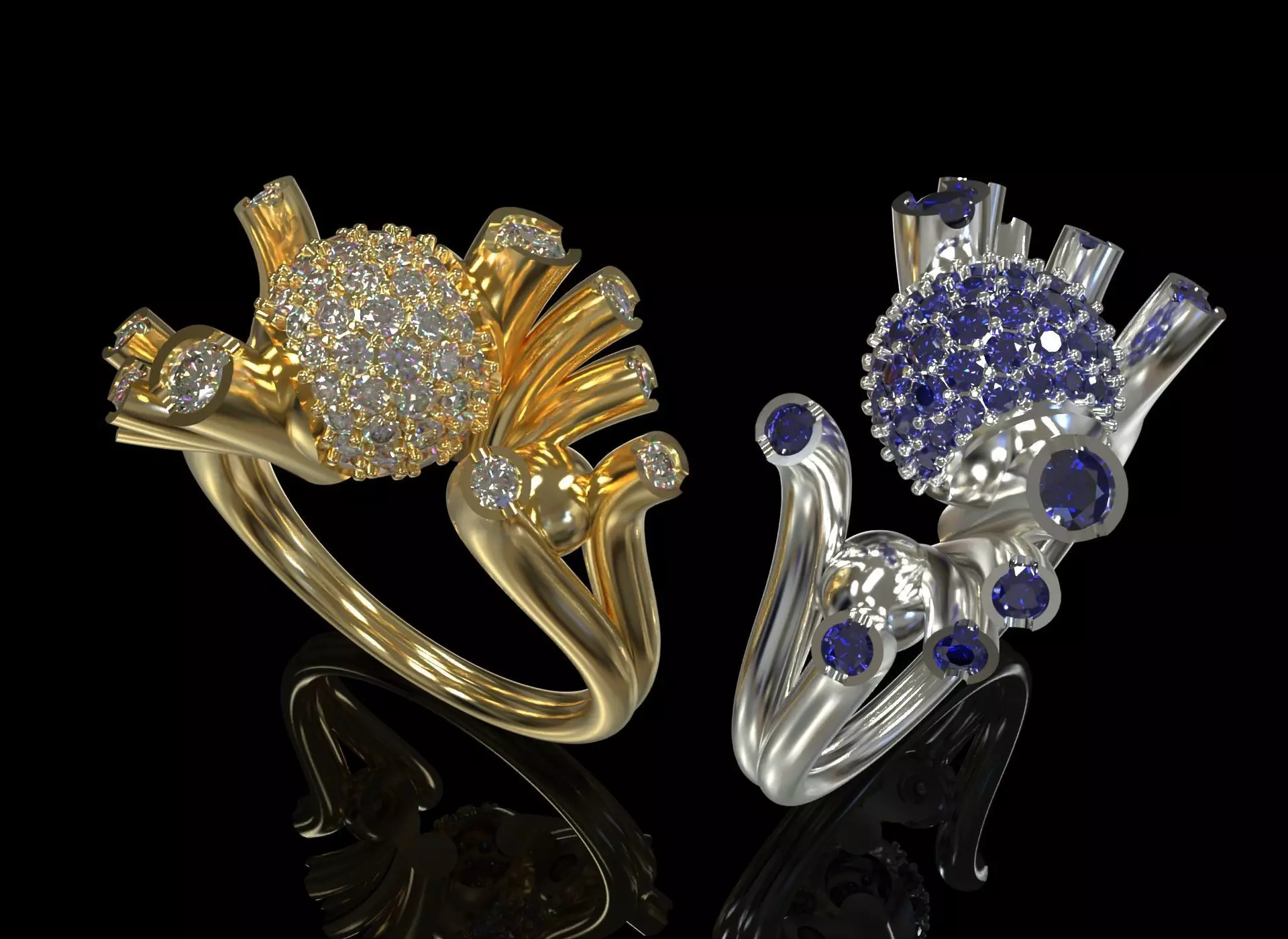 spheres ring 3D print model_0