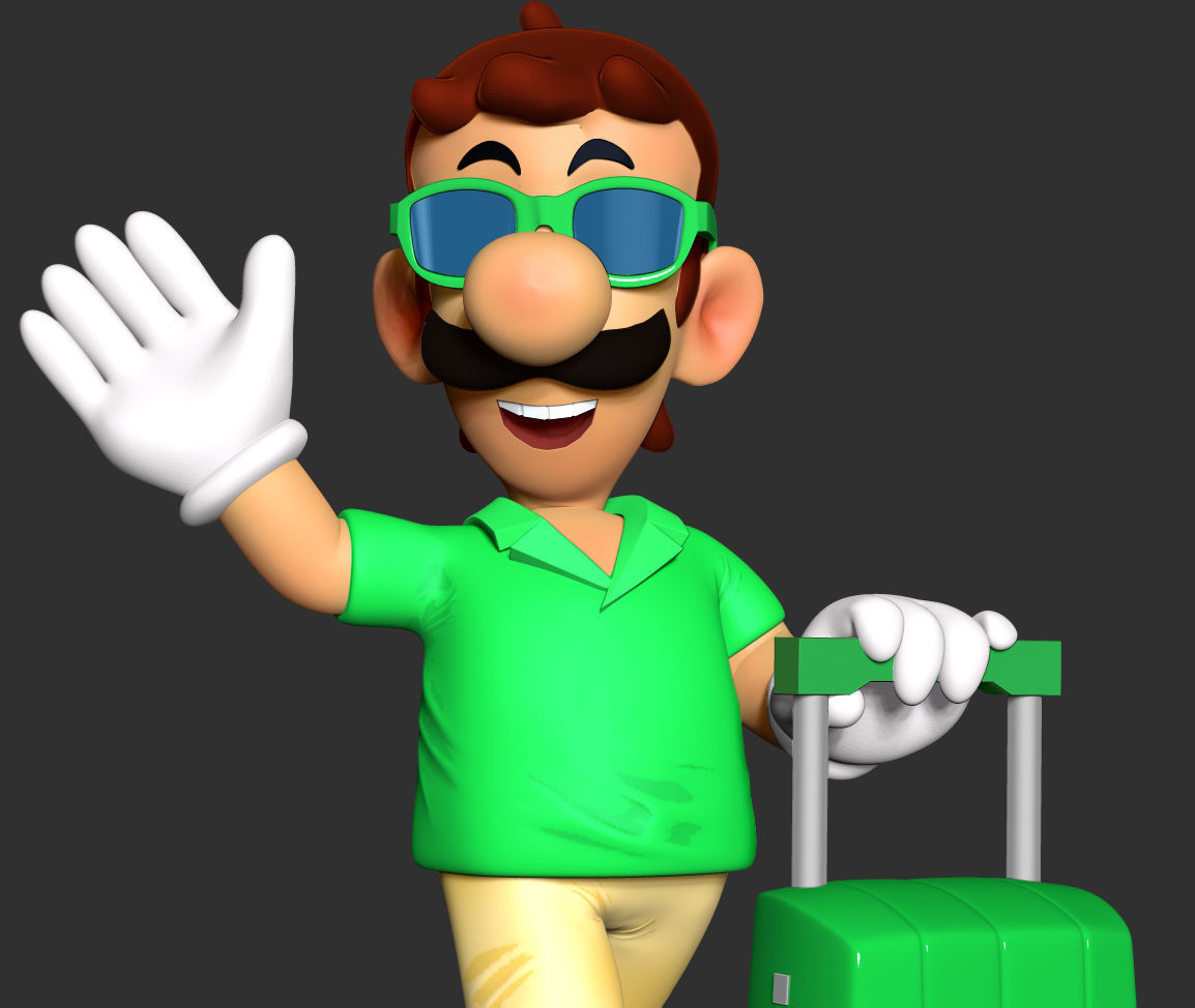 Luigi with summer vacation 3D print model_9