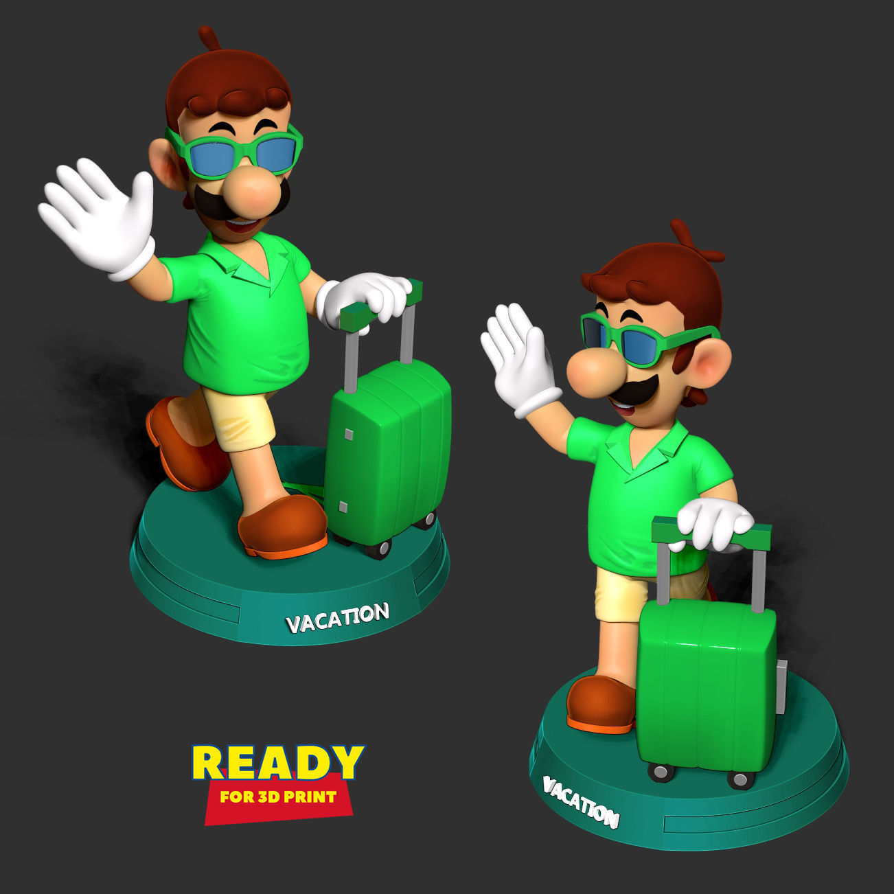Luigi with summer vacation 3D print model_5