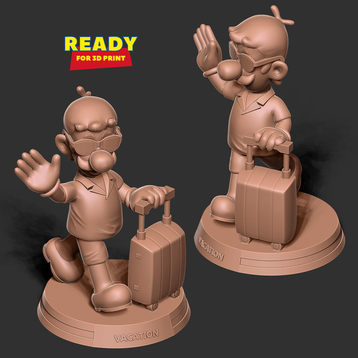 Luigi with summer vacation 3D print model_8