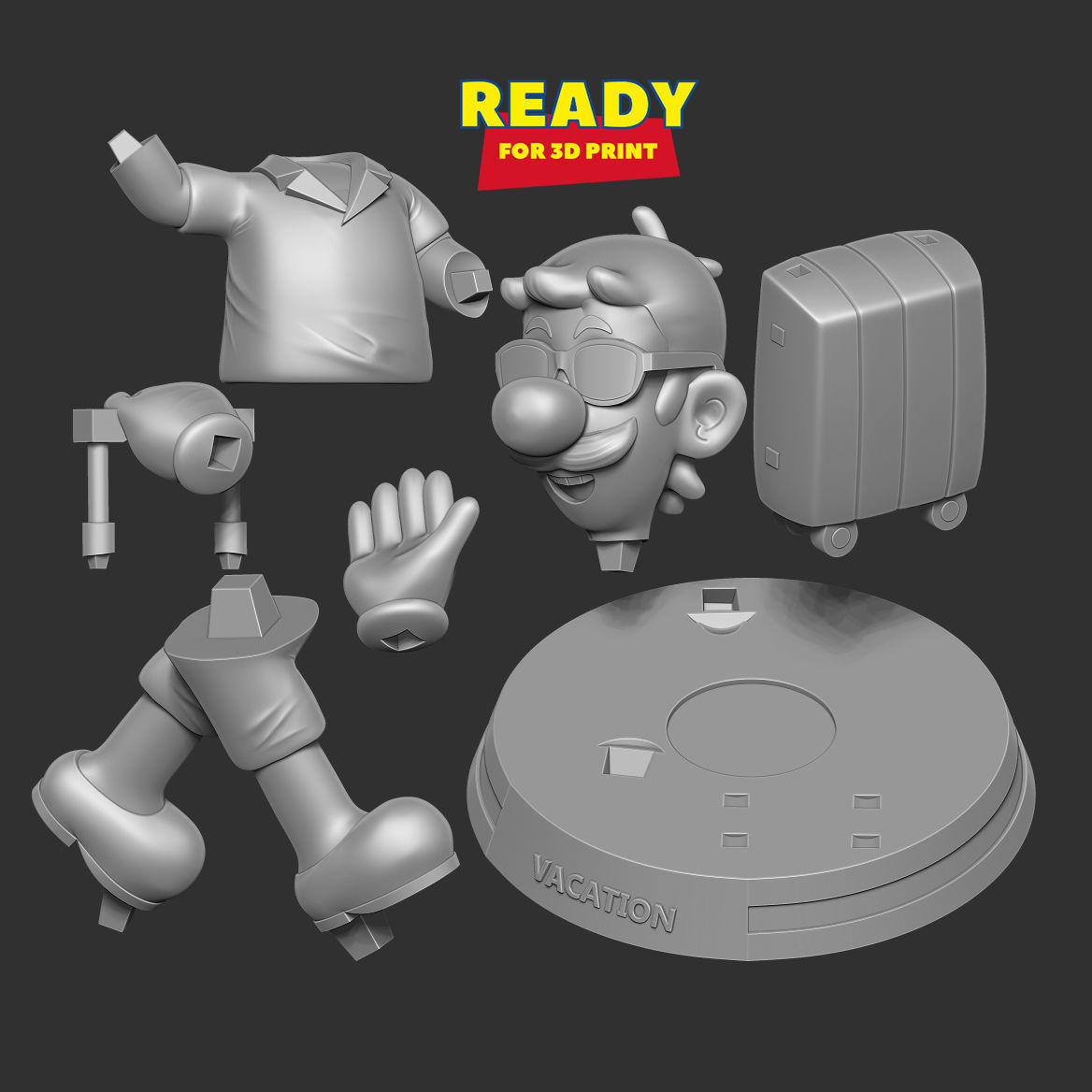 Luigi with summer vacation 3D print model_2