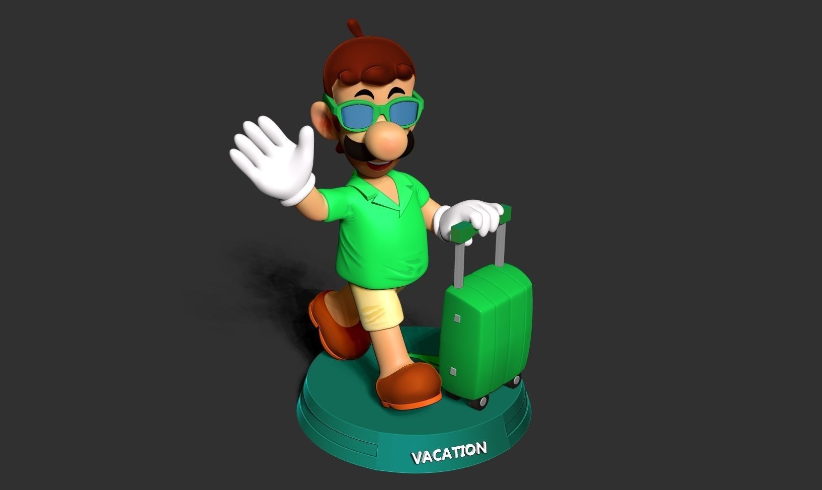 Luigi with summer vacation 3D print model_18
