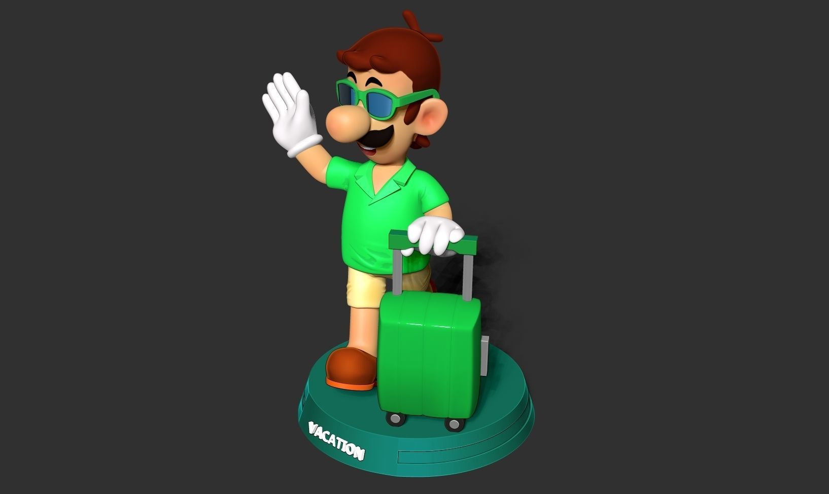 Luigi with summer vacation 3D print model_20