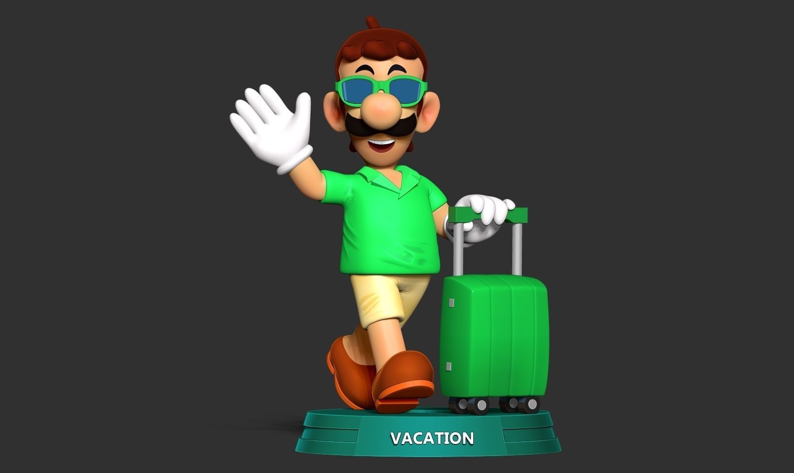 Luigi with summer vacation 3D print model_12