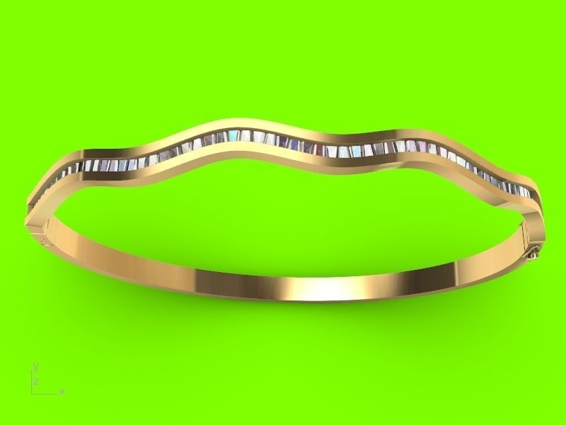tapered baguette bracelet stl verified 3D print model_4