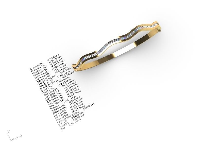 tapered baguette bracelet stl verified 3D print model_10