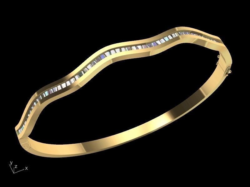 tapered baguette bracelet stl verified 3D print model_5