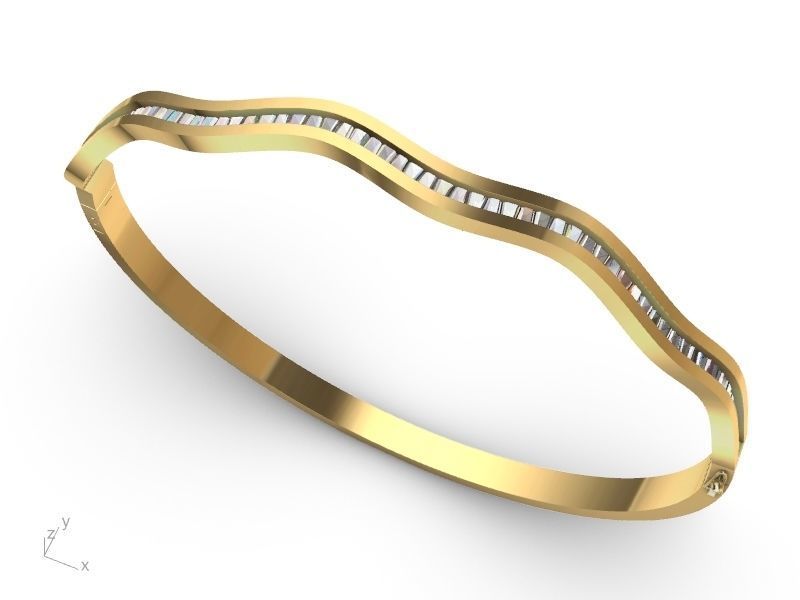 tapered baguette bracelet stl verified 3D print model_2