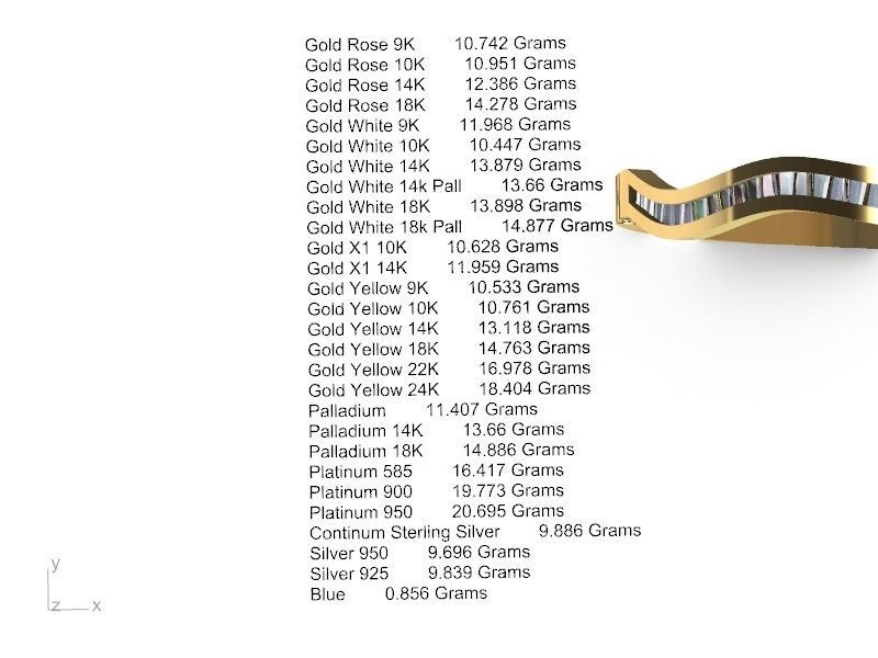 tapered baguette bracelet stl verified 3D print model_9