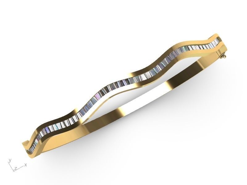 tapered baguette bracelet stl verified 3D print model_3