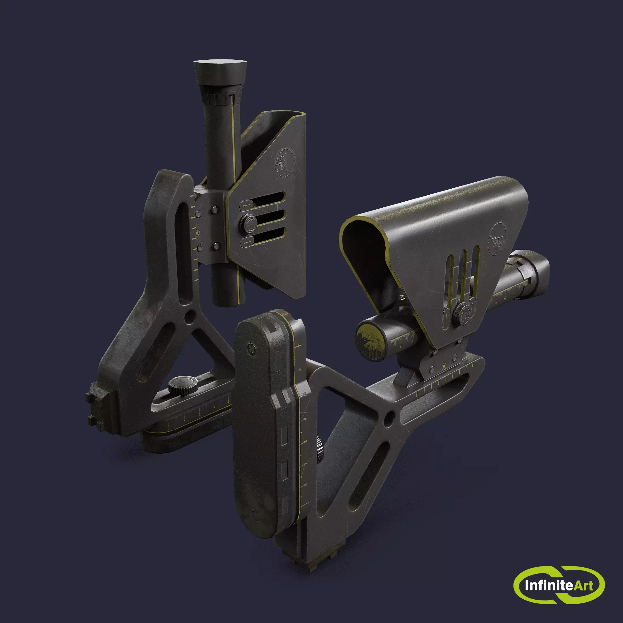 Rifle butt Low-poly 3D model_0