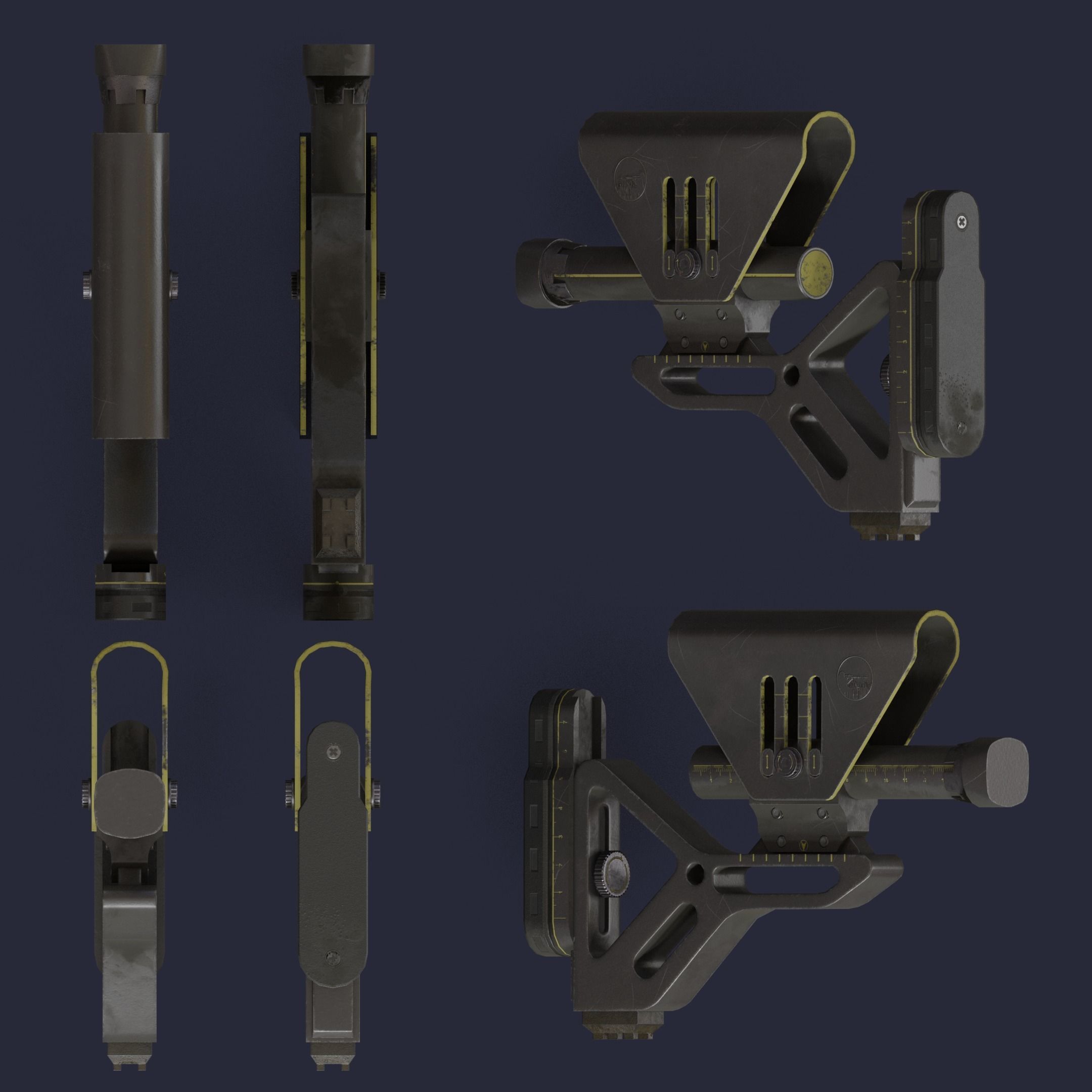 Rifle butt Low-poly 3D model_4