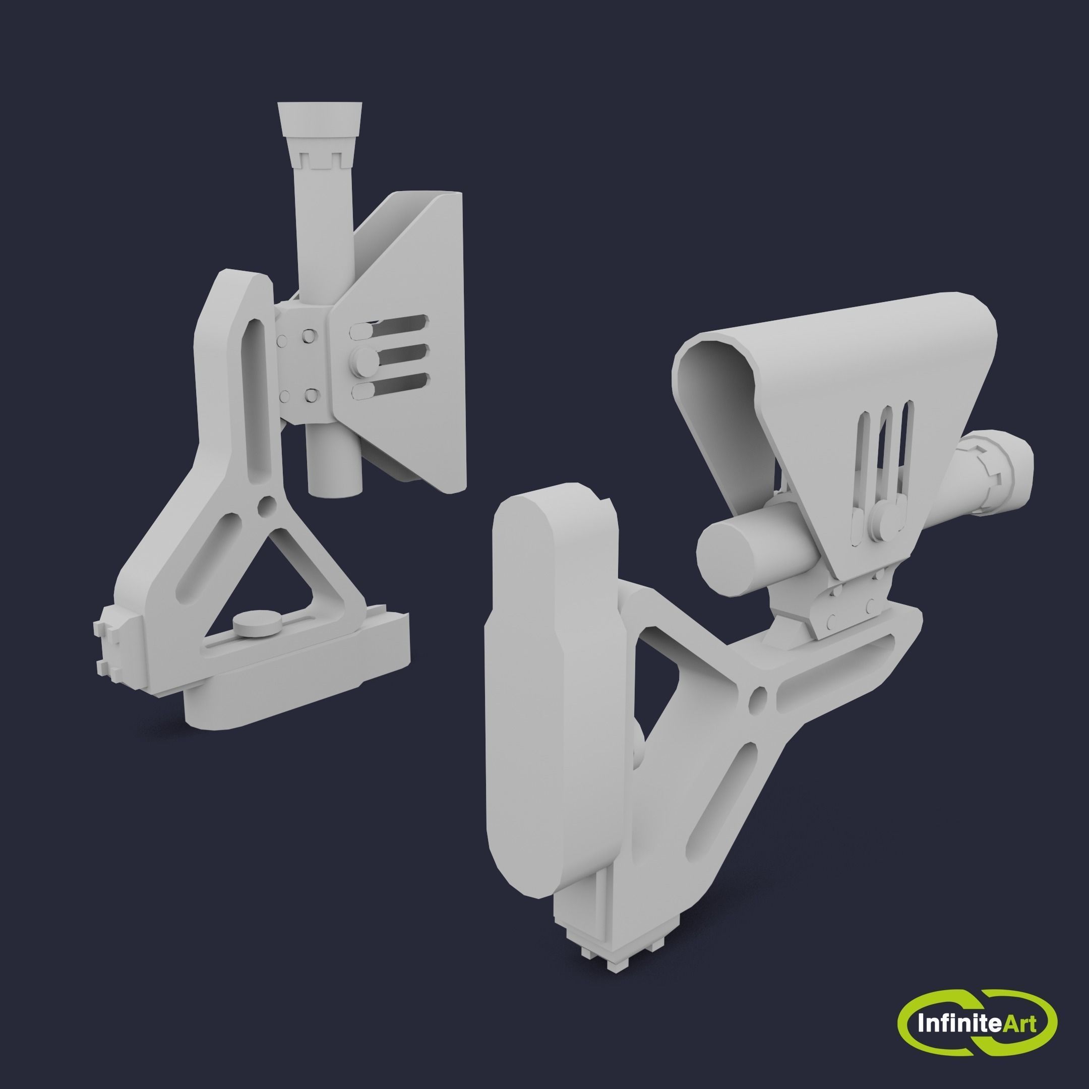 Rifle butt Low-poly 3D model_2