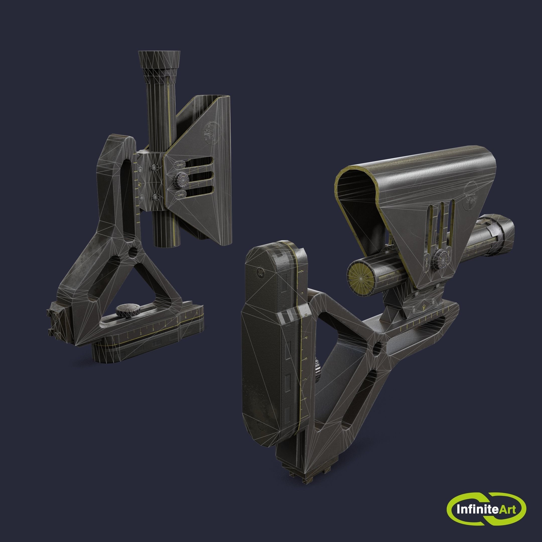 Rifle butt Low-poly 3D model_3