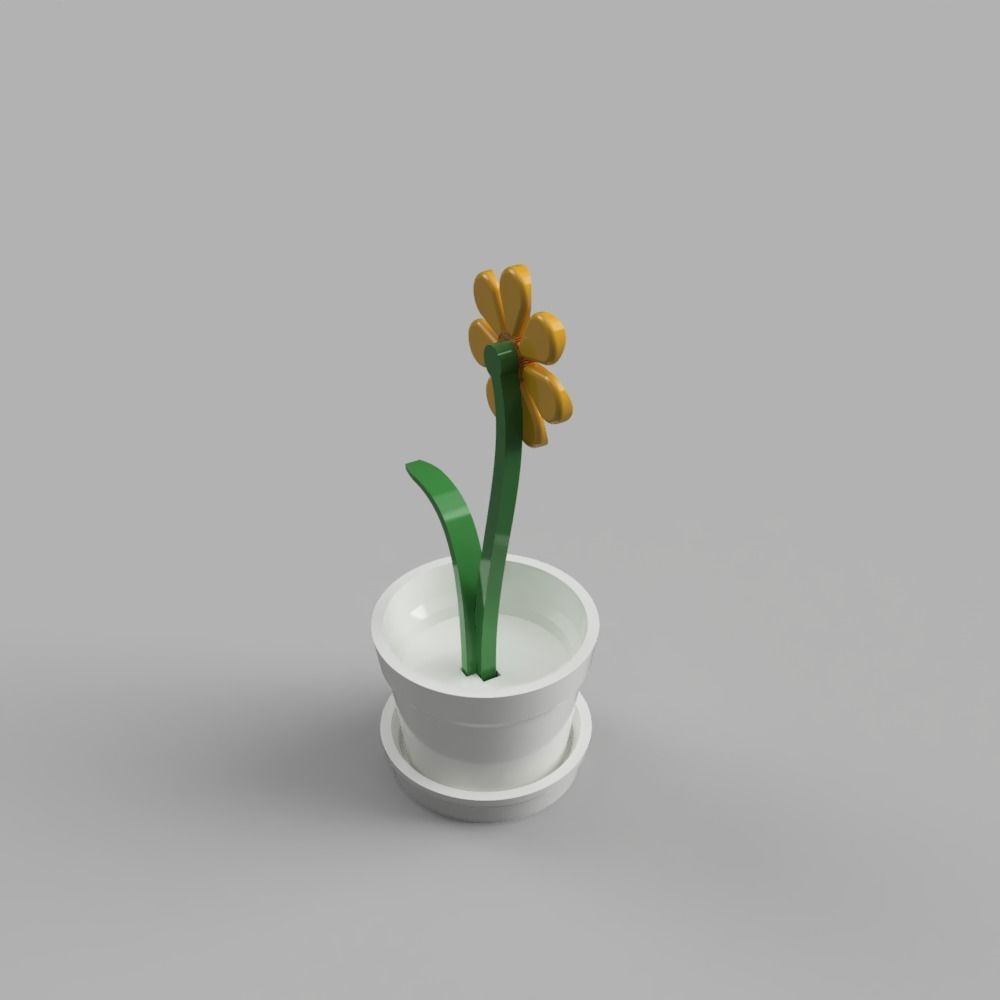 Flower in Pot 3D print model_1