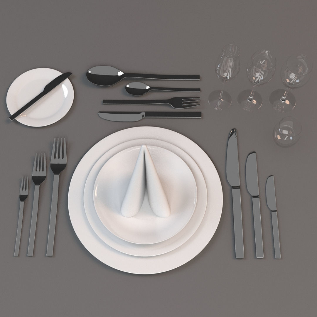 Dinner Place Setting 3D model_1