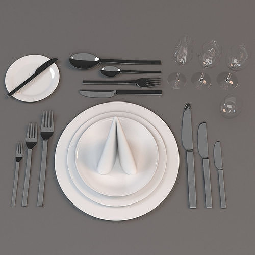 Dinner Place Setting 3D model 2