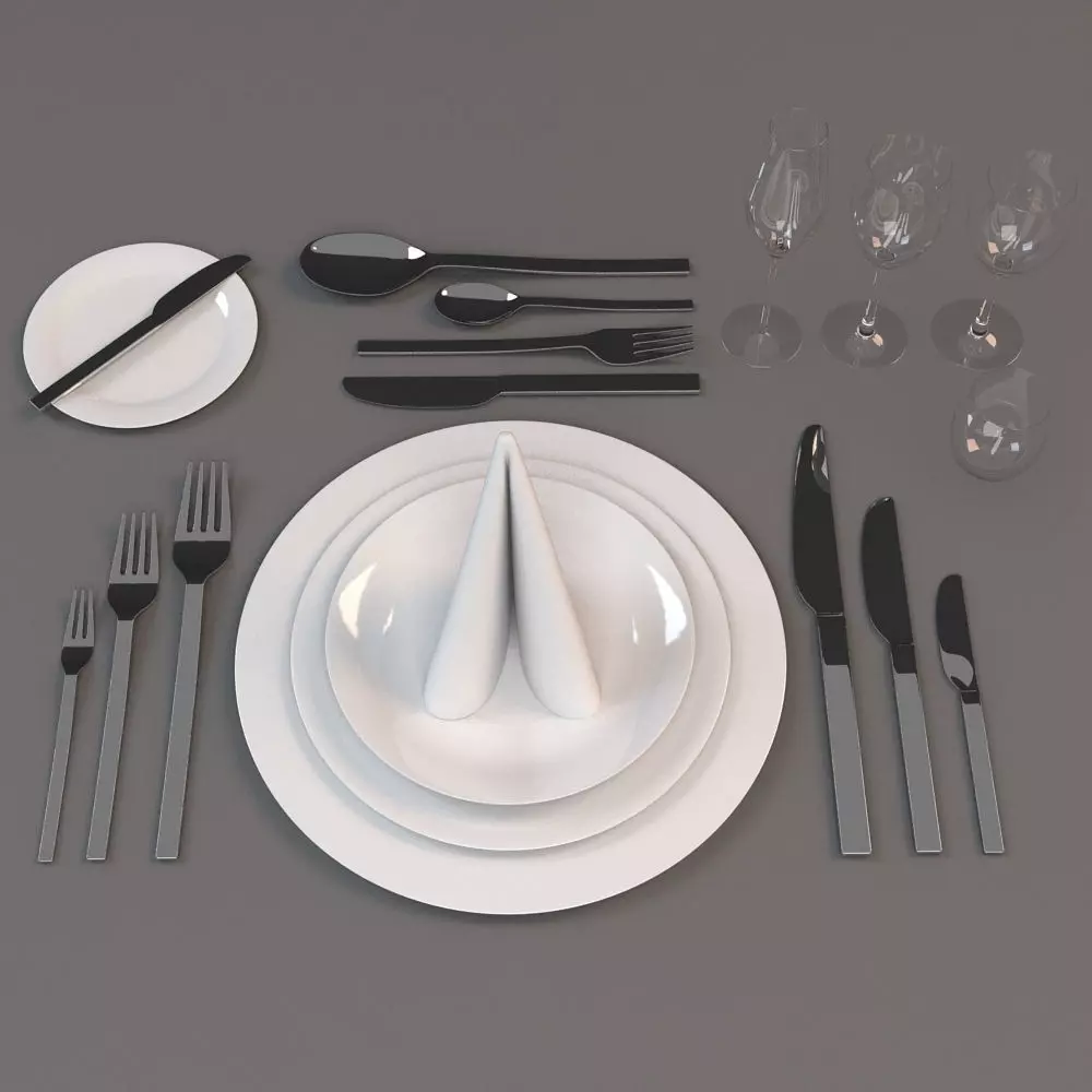 Dinner Place Setting 3D model_0