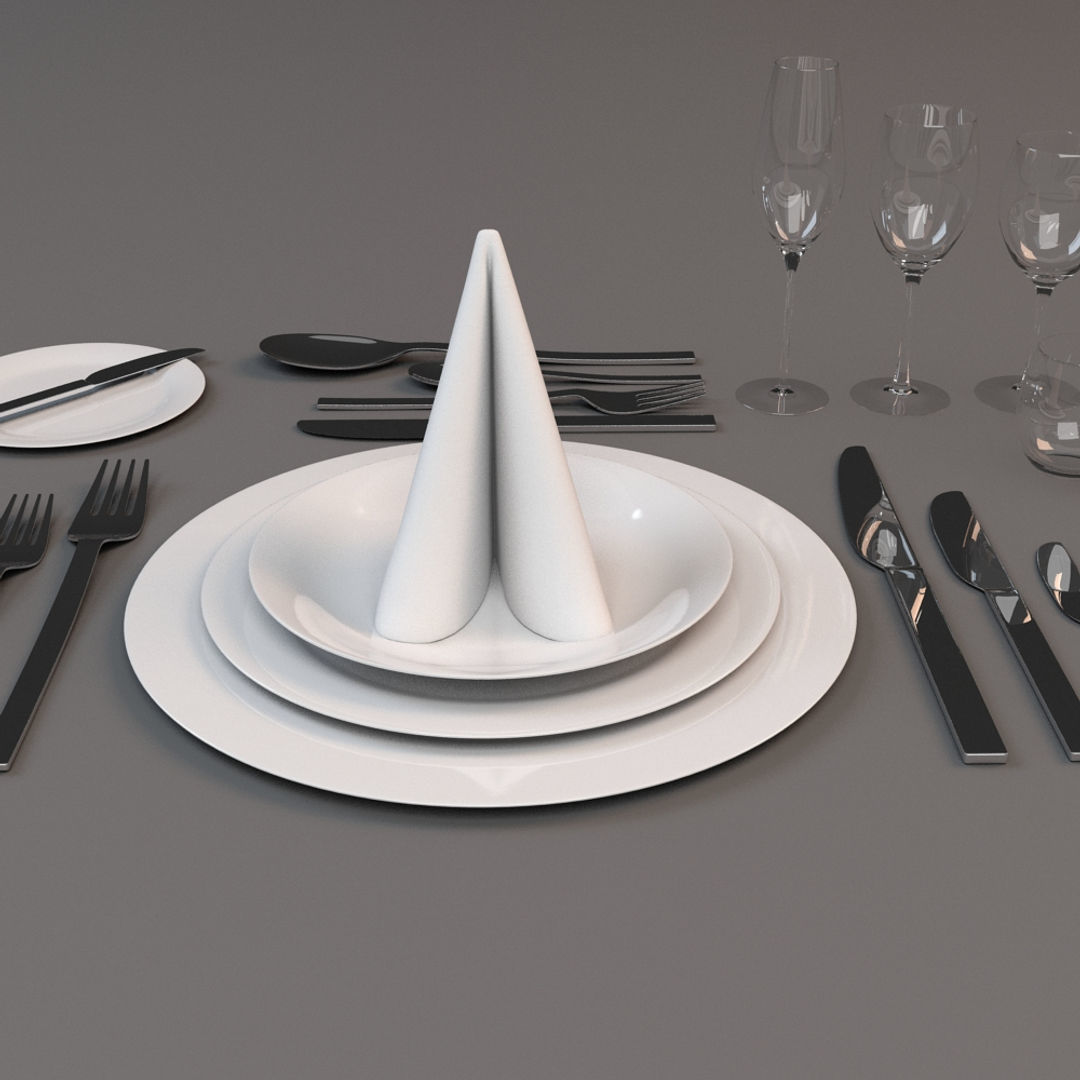 Dinner Place Setting 3D model_9